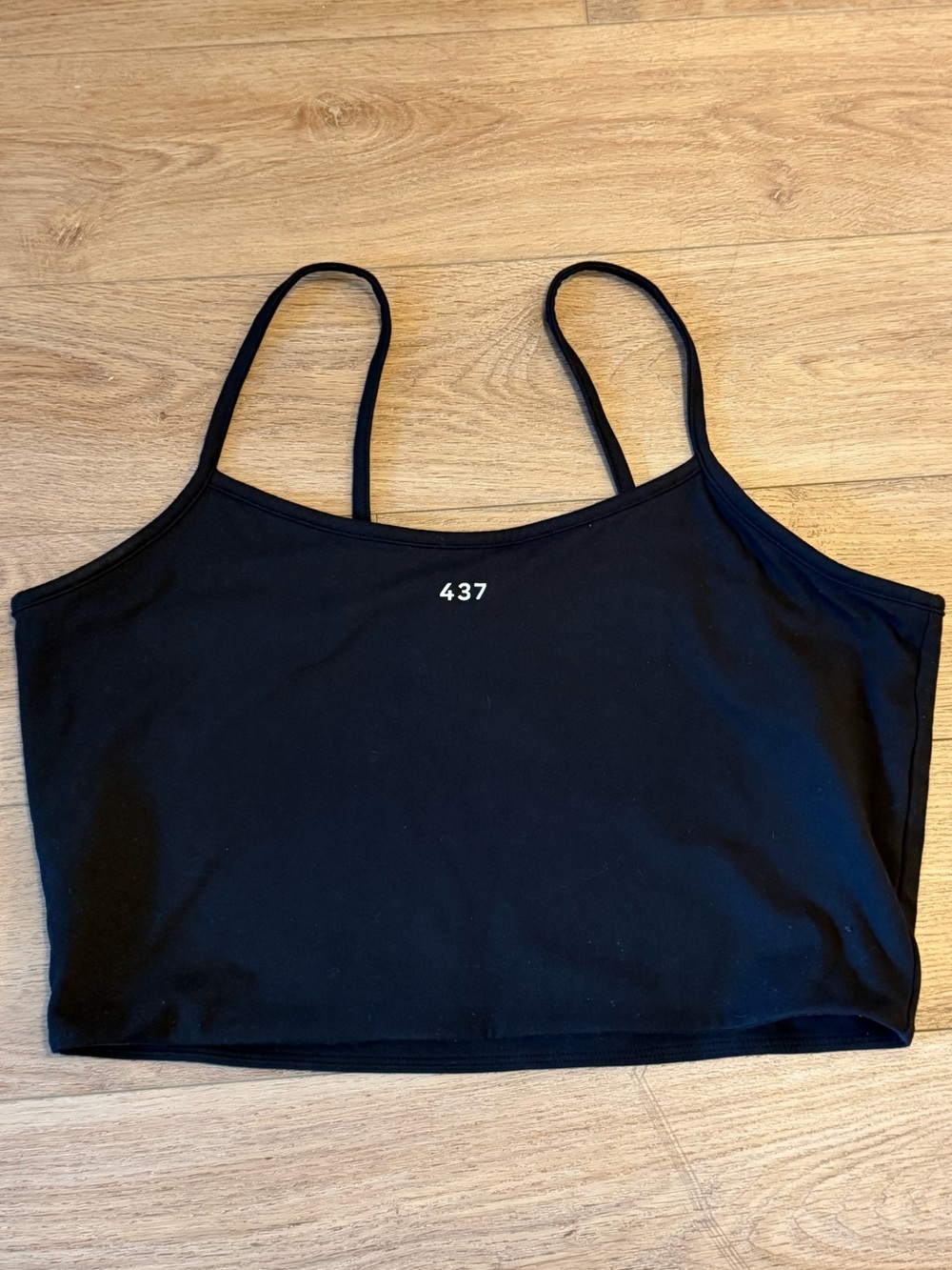 437 Black Crop Tank Top with Spaghetti Straps